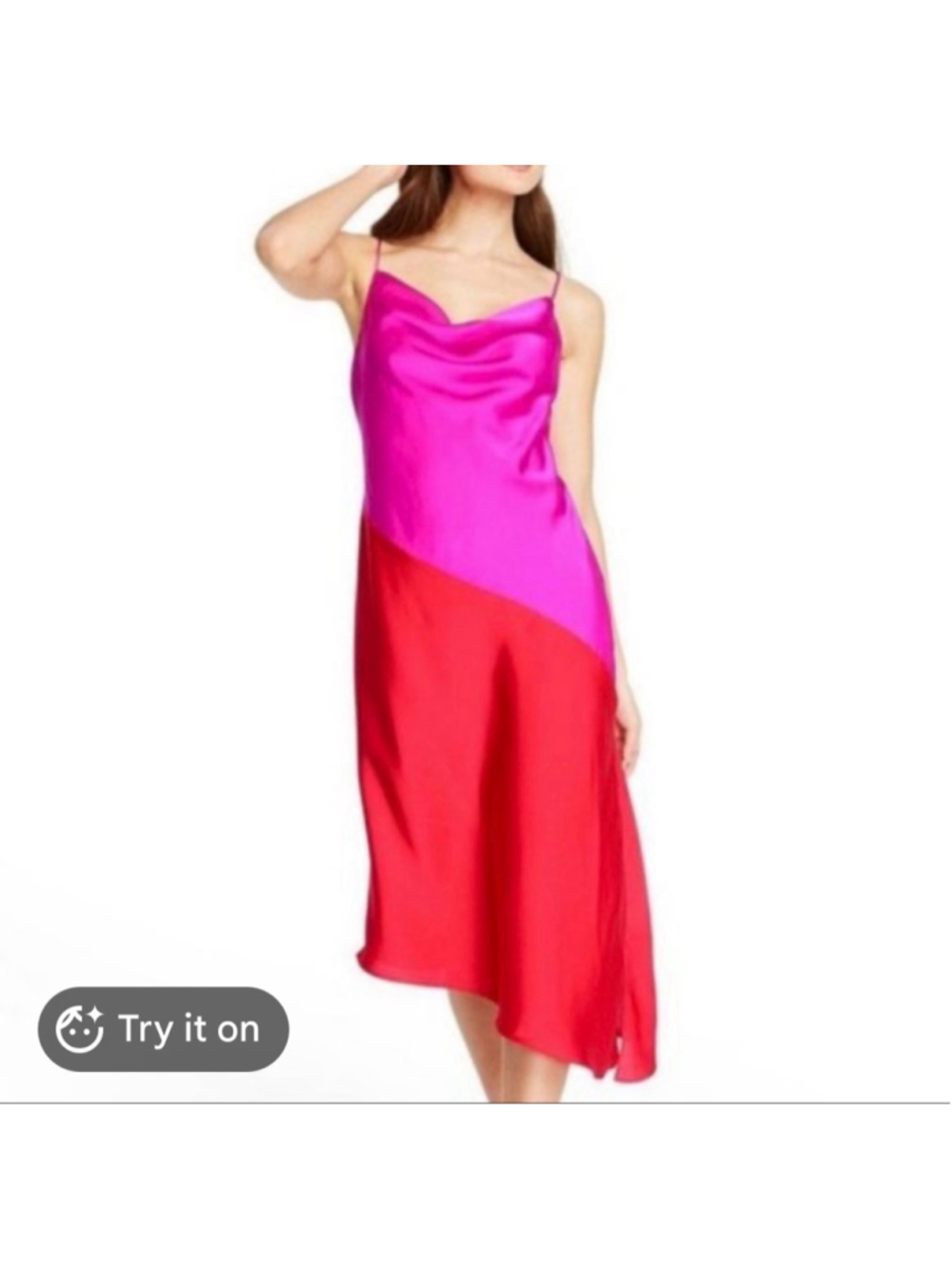Women's Cushnie x Target Pink Red Colorblock Cowl Neck Midi Dress Size 12